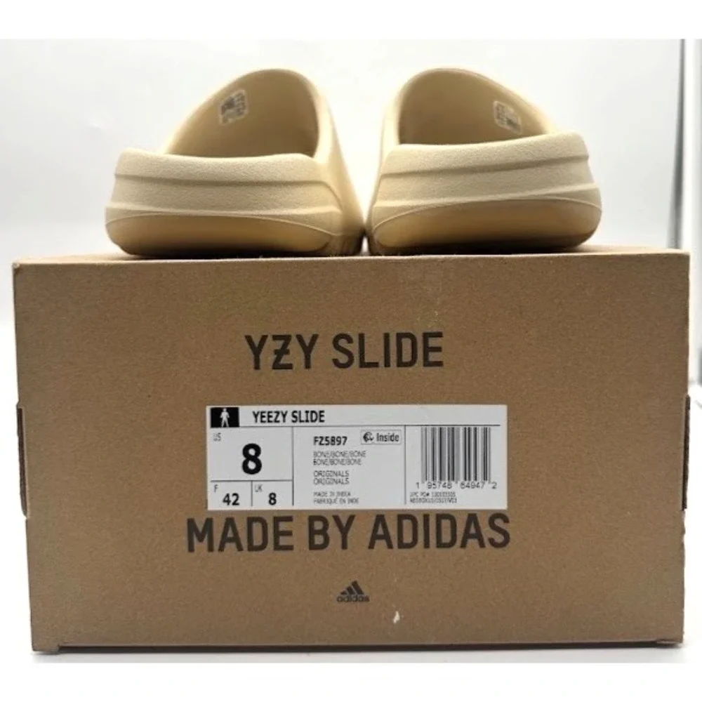 adidas Yeezy Slide Bone FZ5897 US 8 Cream Beige Slides OG Box Authentic